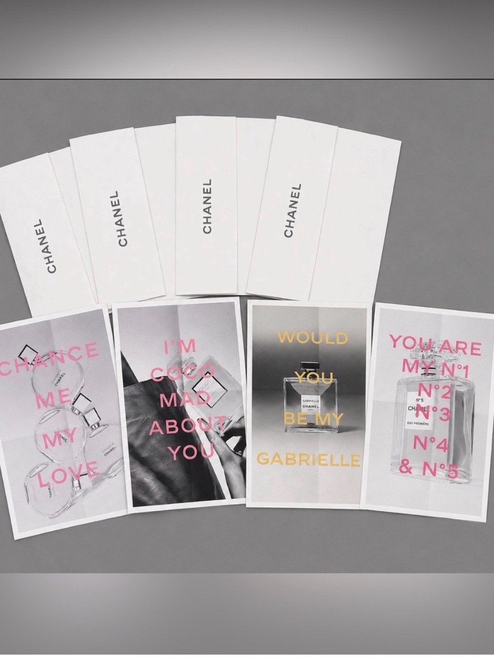 CHANEL Boutique Fragrance Note Card & Envelope Set of 4 Rare Collectible